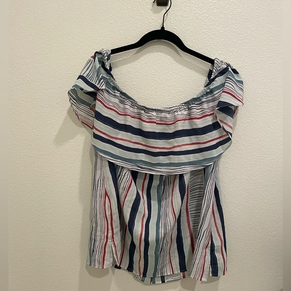 Lane Bryant Women’s Blouse Off Shoulder Stripe Pattern Size 14/16 - Picture 1 of 7